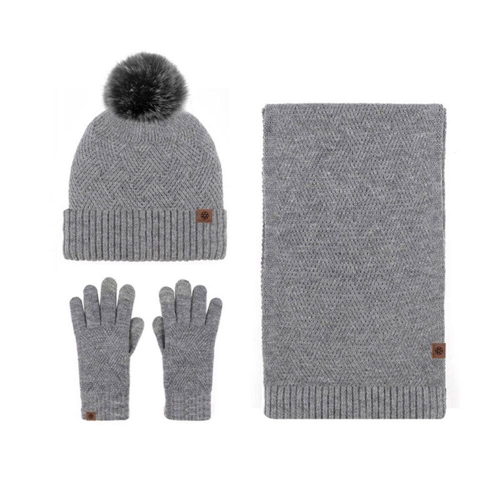 3128 Winter Warm Hat Scarf Glove Set Wool Spinning Knit Beanie Hats Scarves